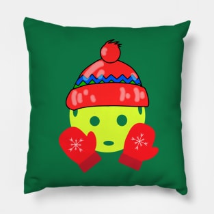 Cute Pickleball Red Christmas Winter Mittens and Hat Pillow