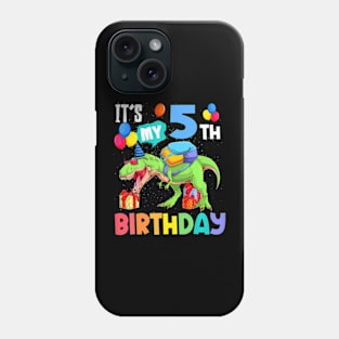 T Rex Dinosaur Its My 5Th Birthday 5 Years Old Boys Kids Phone Case