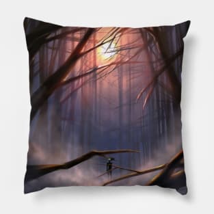 Woman in the forest Pillow