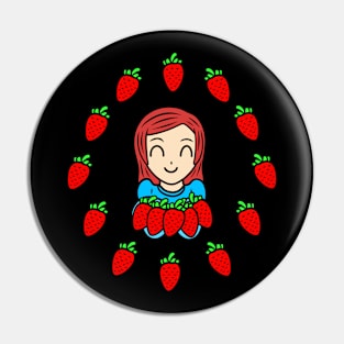 Cute girl with strawberries Pin