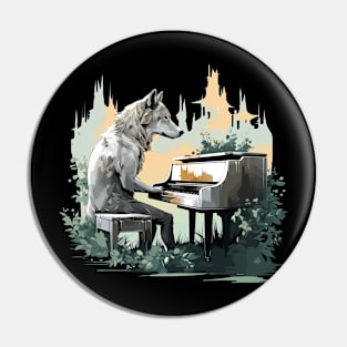 Wolf Playing Piano Pin