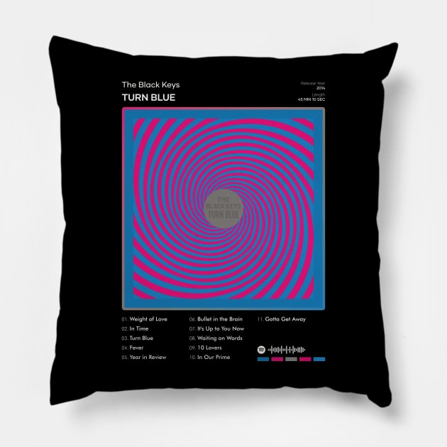 The Black Keys - Turn Blue Tracklist Album Pillow by 80sRetro