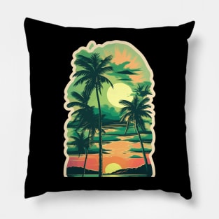 sunset palm tree Pillow