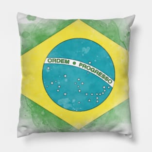 Brazil watercolor flag Pillow