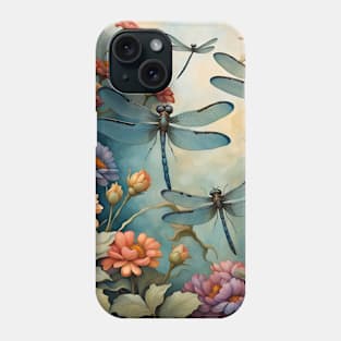 Jardin Bleu Dragonfly Flower Oasis Blue Garden Phone Case