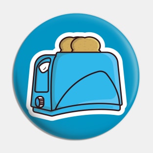 Toaster with Hot Toasts, Bread Slices Sticker design vector illustration. Break fast food technology object icon concept. Toast burnt and jumping out sticker design logo. Pin