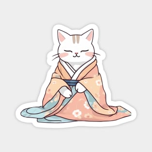 Cute cat in kimono Magnet