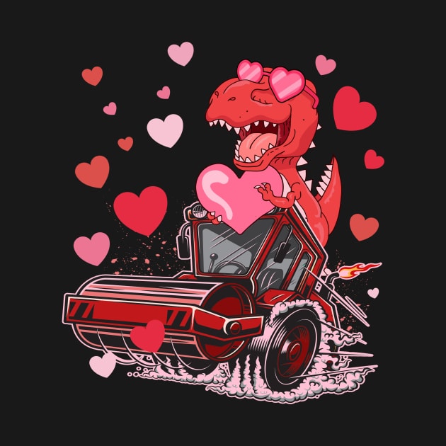 Valentines Day Kids Dinosaur Ridding Truck Hearts by WestKnightTees