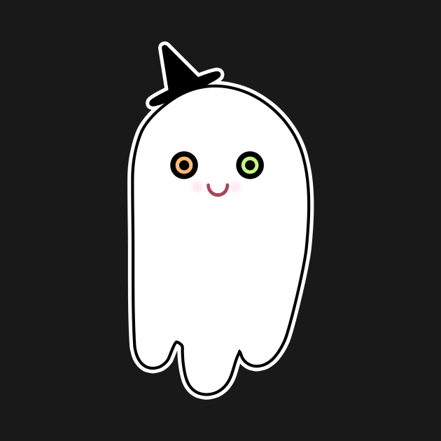 cute Halloween ghost with witch's hat by Lab Printopia