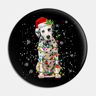 Santa Dalmatian Christmas Tree Light Pin