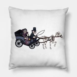 Skeleton Horse And Carriage Pillow