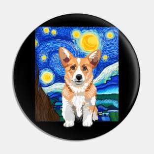 Corgi Dog Lover Starry Night Dog Corgi van gogh Pin