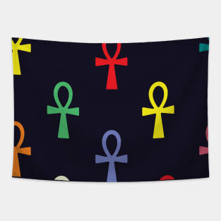 Colorful Ankh Pattern Tapestry