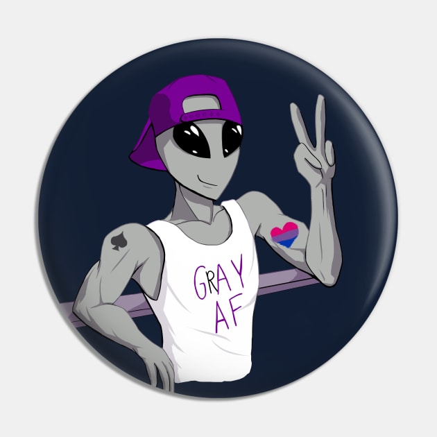 Biromantic Grey Alien Pin by Silentrebel