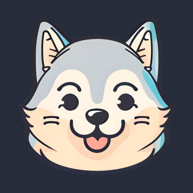 Happy Cartoon Husky by Serene Simplicity