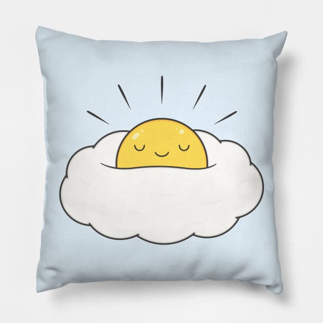 Egg Cloud - Sunny Side Up Pillow by kimvervuurt