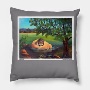 Racoon fishing Pillow