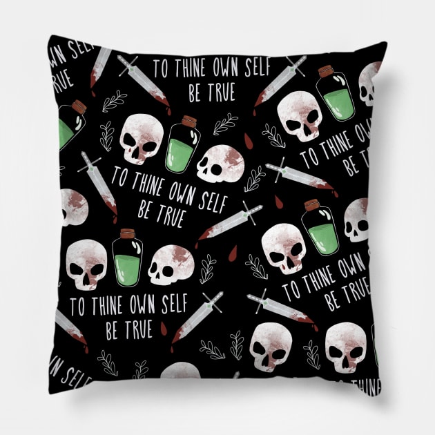 to thine own self be true - hamlet shakespeare pattern Pillow by sidhedcv