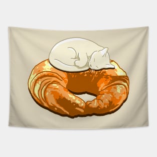 Croissant Snow Cat Tapestry