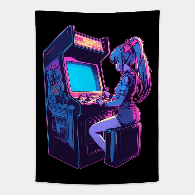 Retro vaporwave gaming machine Tapestry by TomFrontierArt