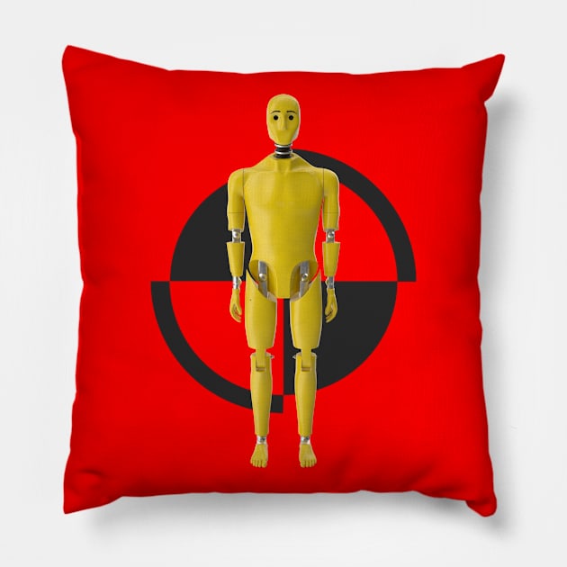 Crash Test Dummy Yellow Man Testing Car Crash Pillow by ActivLife