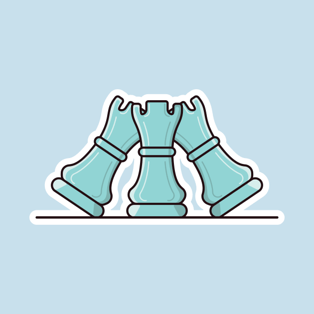 Chess Rook Pieces Sticker vector illustration. Sport board game object icon concept. Board game rook piece sticker vector design with shadow. Intellectual leisure activity symbol. by AlviStudio