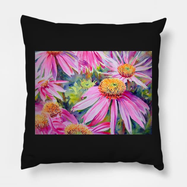 Purple Cone Flowers Pillow by RSHarts