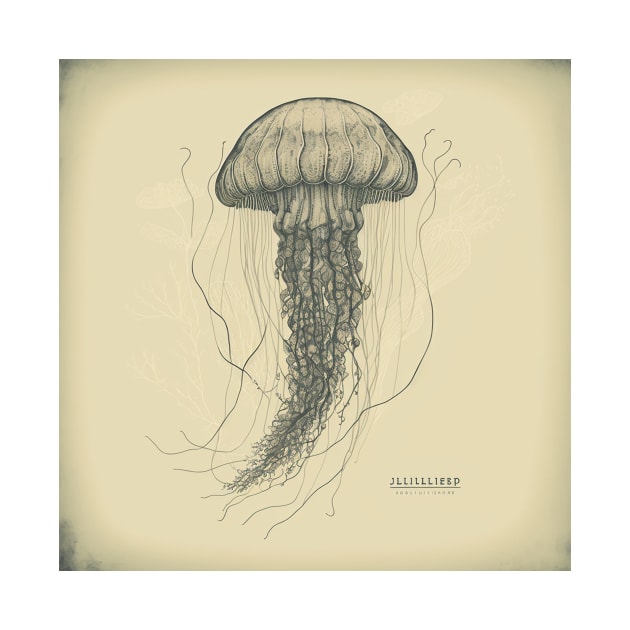 Vintage Jellyfish II by hamptonstyle