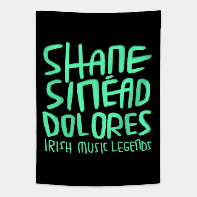 Shane, Sinead, Dolores, Irish Music Tapestry by badlydrawnbabe