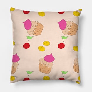 Cakes and cherries, sweets and fruits, food Pillow