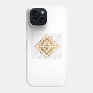 Golden tribal geo - white marble Phone Case