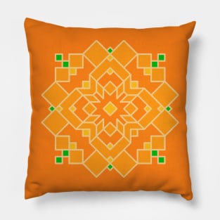 Marigold Geometric Digital Art Quilt Block Design Pillow
