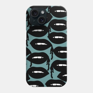 Bloody Lips Pattern in Teal Blue Phone Case