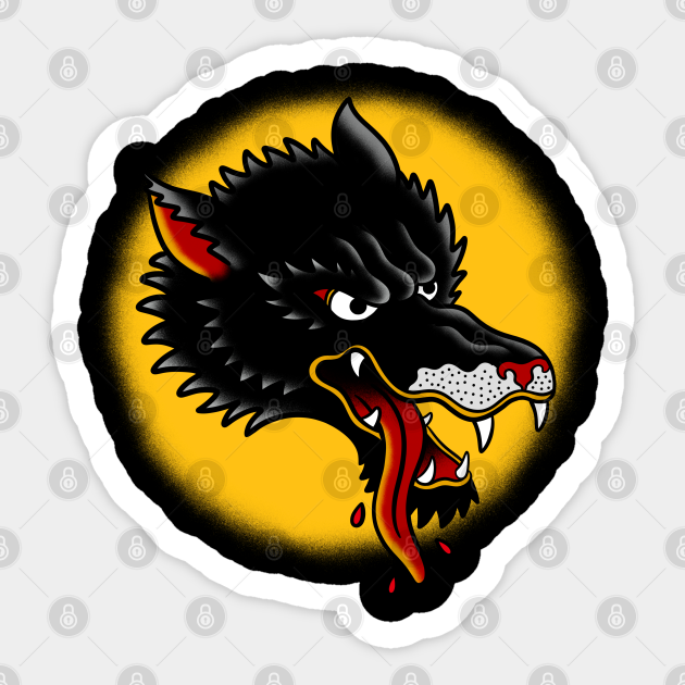 Black Wolf Traditional Tattoo - Wolf Tattoo - Sticker | TeePublic Black Wolf Traditional Tattoo - Wolf Tattoo - Sticker | TeePublic
