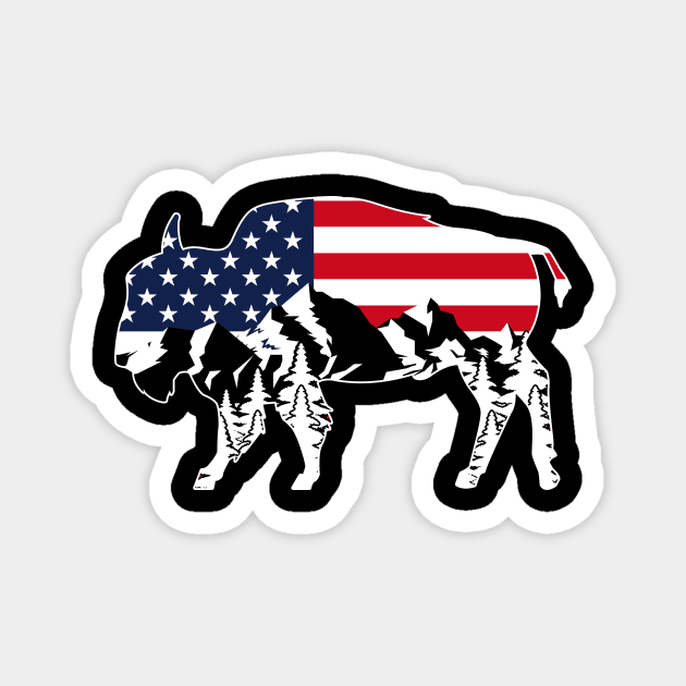 Bison US Flag Buffalo Magnet by shirtsyoulike