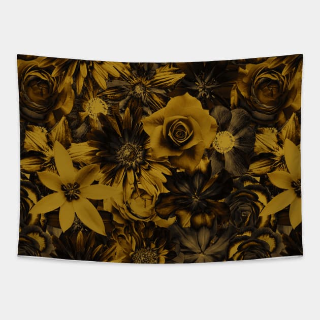 Classic Elegance Golden Flower - Enchanted Flowers Tapestry by Juka