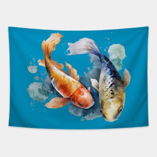 Watercolor Asian Koi Fish Print Japaneses Koi Pond Tapestry