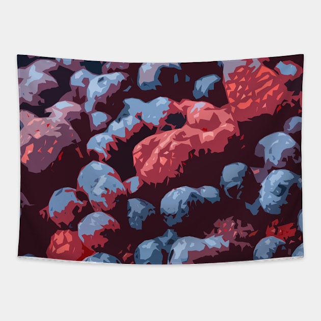 Raspberries and Blueberries! Tapestry by AbstractIdeas