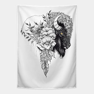 Buffalo Bison Wild Animal Nature Illustration Art Tattoo Tapestry