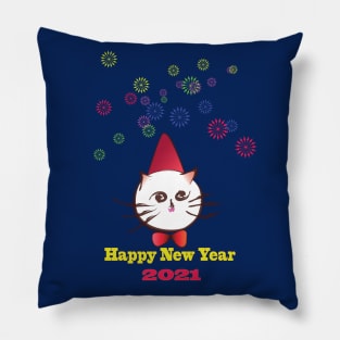 Happy New Year cute cat Pillow