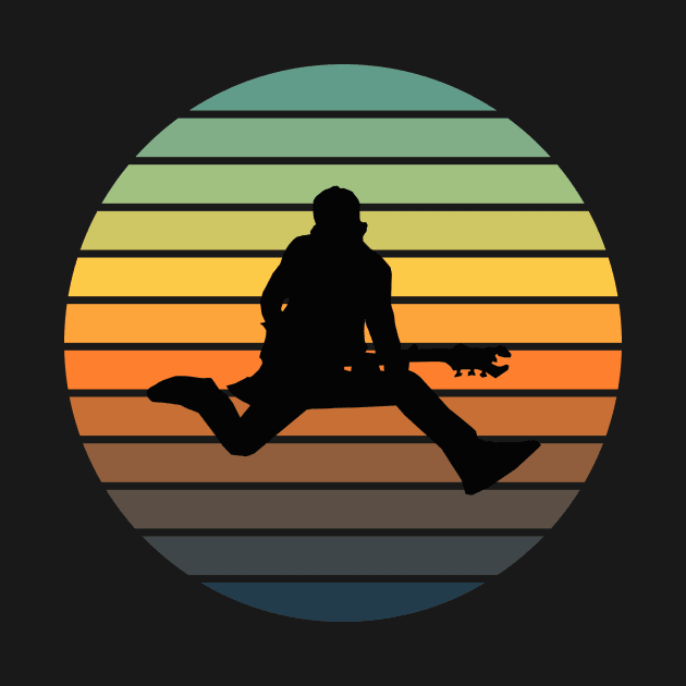 Guitar Player with A Retro Sunset Background for Music Lovers by ViralAlpha