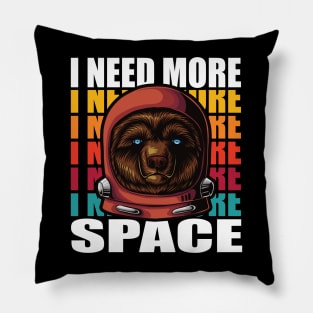 I Need More Space Funny Bear Astronaut Pillow