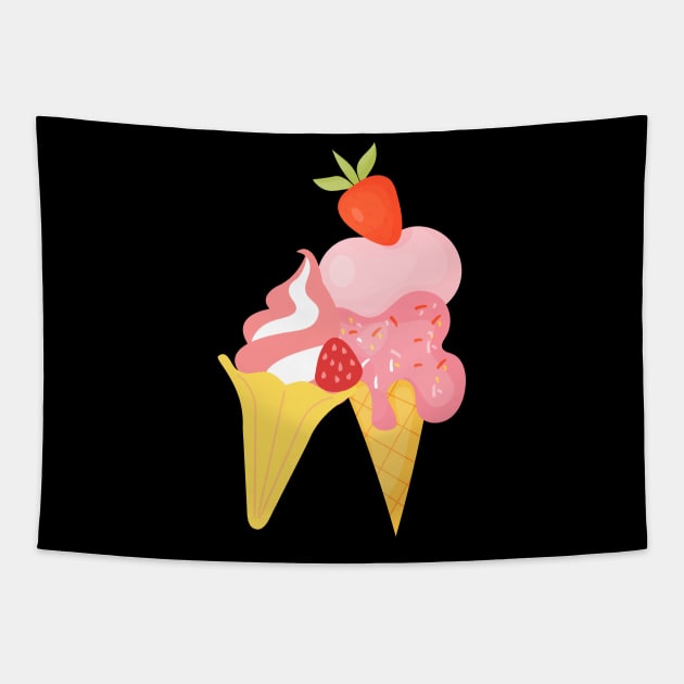 strawberry ice cream Tapestry by designfurry 