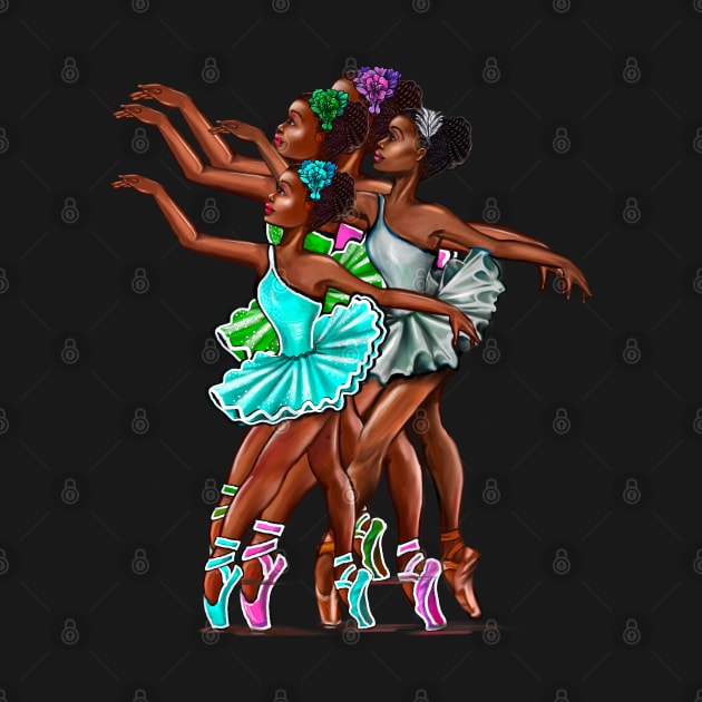 African American, Black ballerina girls with corn rows ballet dancing 10 ! black girl with Afro hair and dark brown skin wearing a green tutu. Love Ballet by Artonmytee