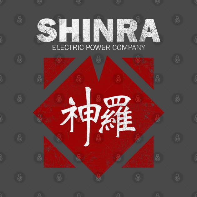 Shinra Electric Power Company Distressed T-Shirt - FF7 - Final Fantasy 7 - Shinra - Cloud Strife - Sephiroth - Soldier - Materia - Tifa by ParkersGear