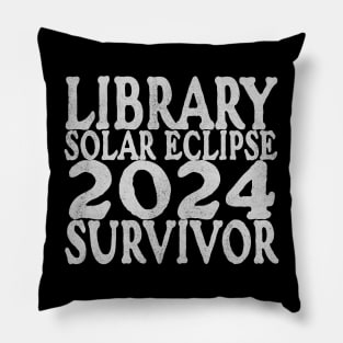 Funny Librarian Solar Eclipse 2024 Shirt, Trendy Public Library Program Bookish Y2k Pillow