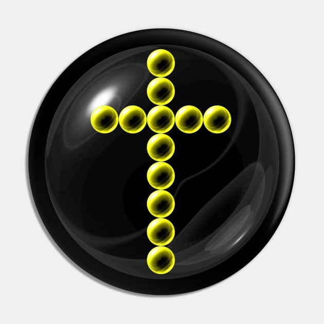 Yellow Cross in Glass Ball Pin by The Black Panther