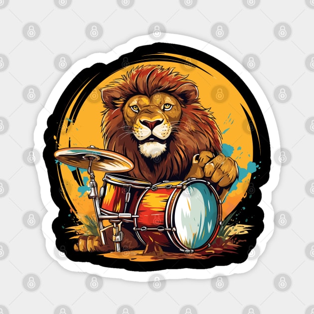 Lion Playing Drums Magnet by Graceful Designs