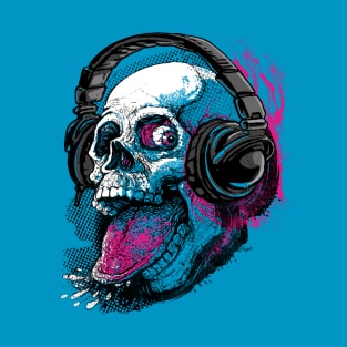 Raspberry Skull Wearing His Headphones Lt T-Shirt