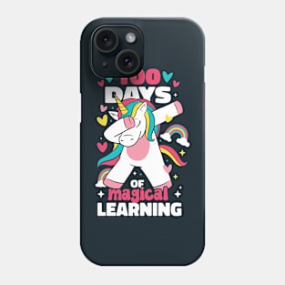 100 Days of Magical Learning // Funny Dabbing Unicorn 100th Day of School Phone Case